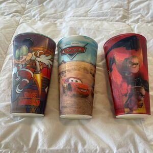 Disney Lenticular Tumblers Lot of 3, Space Mountain, Incredibles, Cars